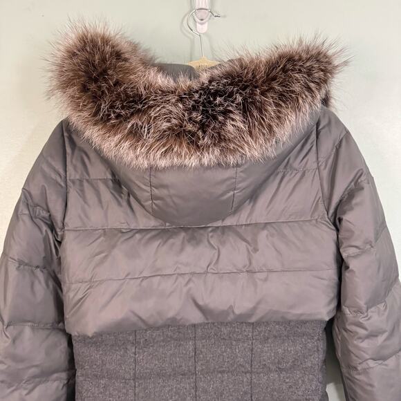 ARTURO Rouslana Puffer Jacket Womens Small Hoodie Wool Blend Down Feather Gray - Picture 4 of 13